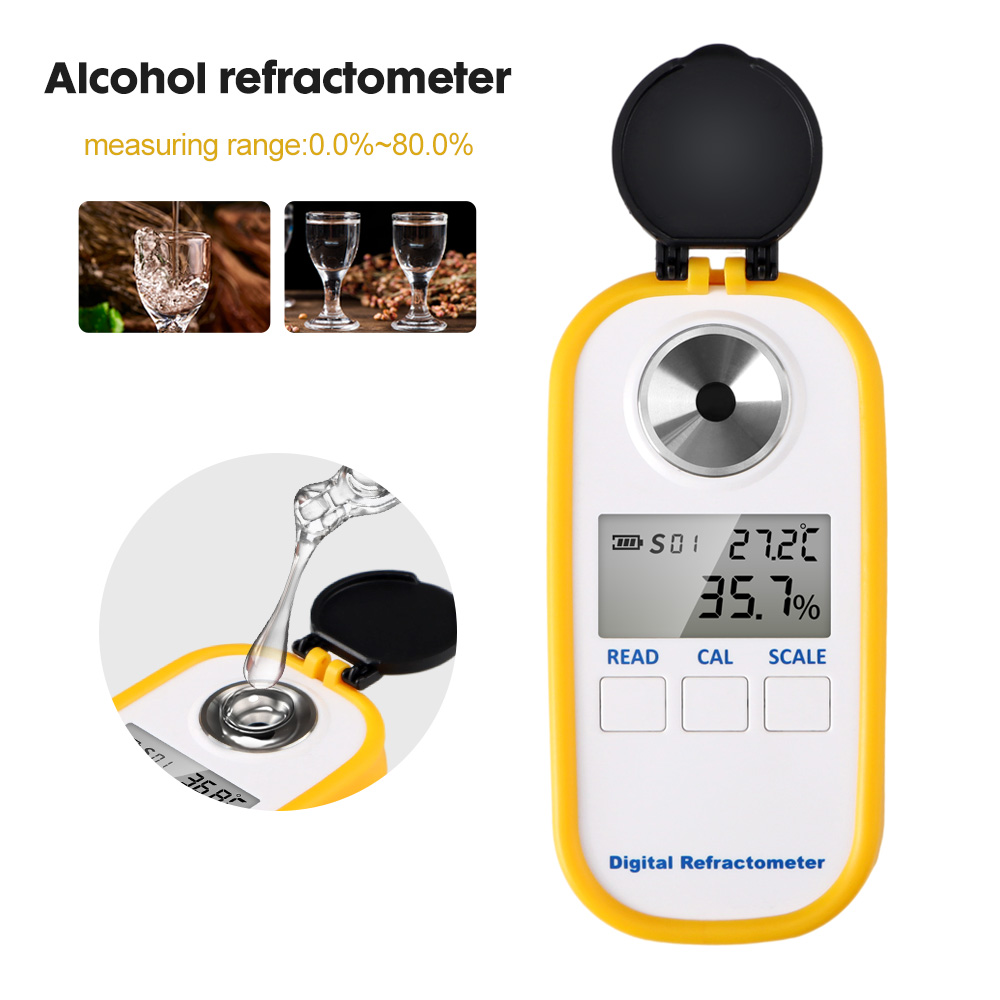 Wine To Beer Alcohol - Refractómetro Digital de Alcohol 0-80% pantalla